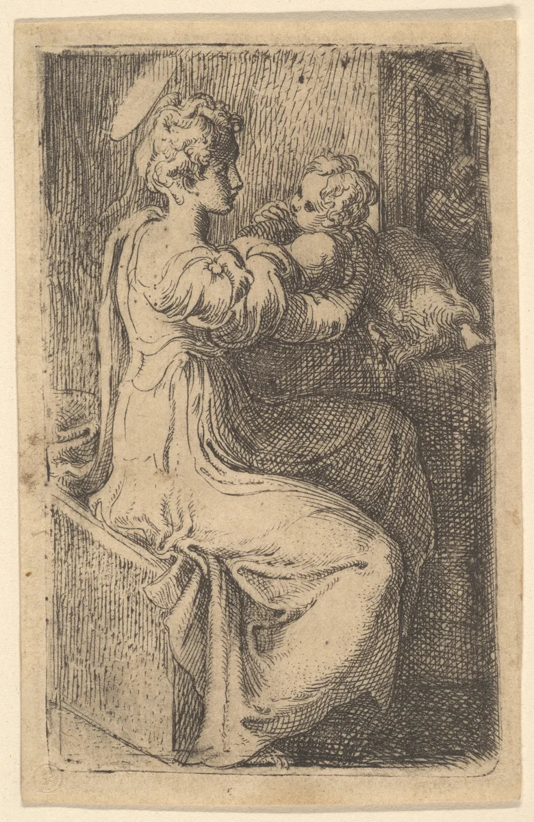 Madonna and Child by Parmigianino, print, 1515-1540