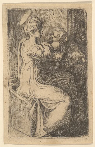 Madonna and Child by Parmigianino, print, 1515-1540