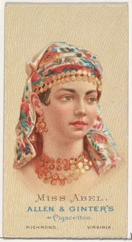 Miss Abel, from World's Beauties, Series 2 (N27) for Allen & Ginter Cigarettes by Allen & Ginter, print, 1888