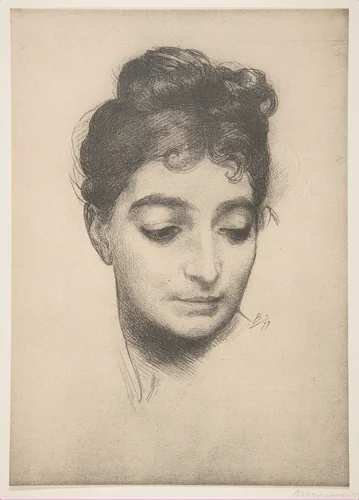 Woman's Head, from "L'Estampe Moderne" by Félix Bracquemond, print, 1897-1899