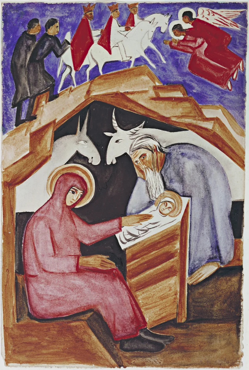 The Nativity, for Liturgy by Natalia Goncharova, drawing, 1915