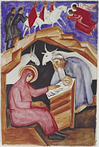 The Nativity, for Liturgy by Natalia Goncharova, drawing, 1915