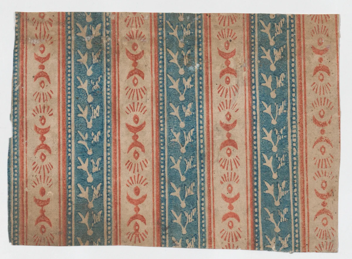 Sheet with four borders with abstract designs by anonymous, print, 1800-1900