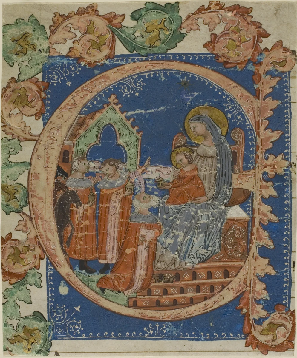The Adoration of the Magi in a Historiated Initial "E" from a Choirbook by Italian, painting, 1375-1425