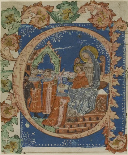 The Adoration of the Magi in a Historiated Initial "E" from a Choirbook by Italian, painting, 1375-1425