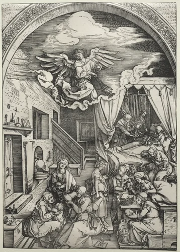 The Birth of the Virgin by Albrecht Dürer, print, 1503-1504