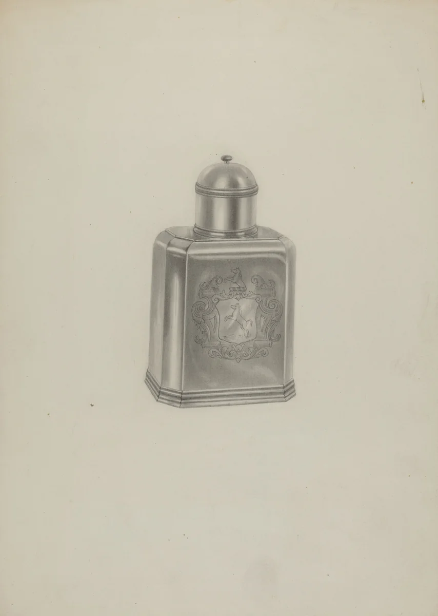 Silver Tea Caddy by Michael Fenga, index of american design, 1937