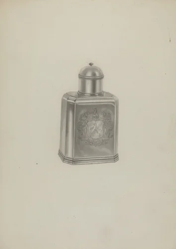 Silver Tea Caddy by Michael Fenga, index of american design, 1937