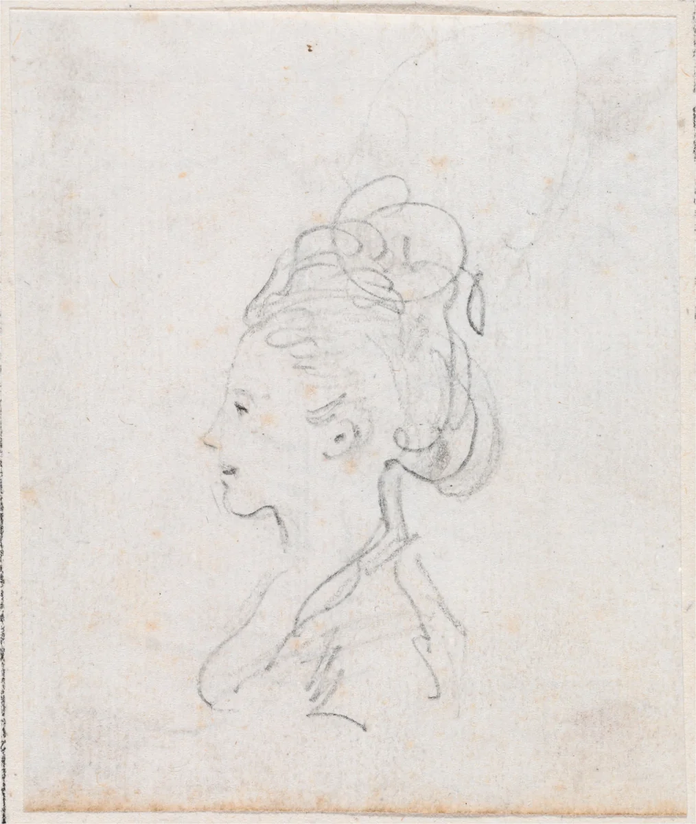 Young Woman's Head in Profile by Hubert Robert, drawing, 1754-1765