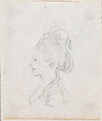 Young Woman's Head in Profile by Hubert Robert, drawing, 1754-1765
