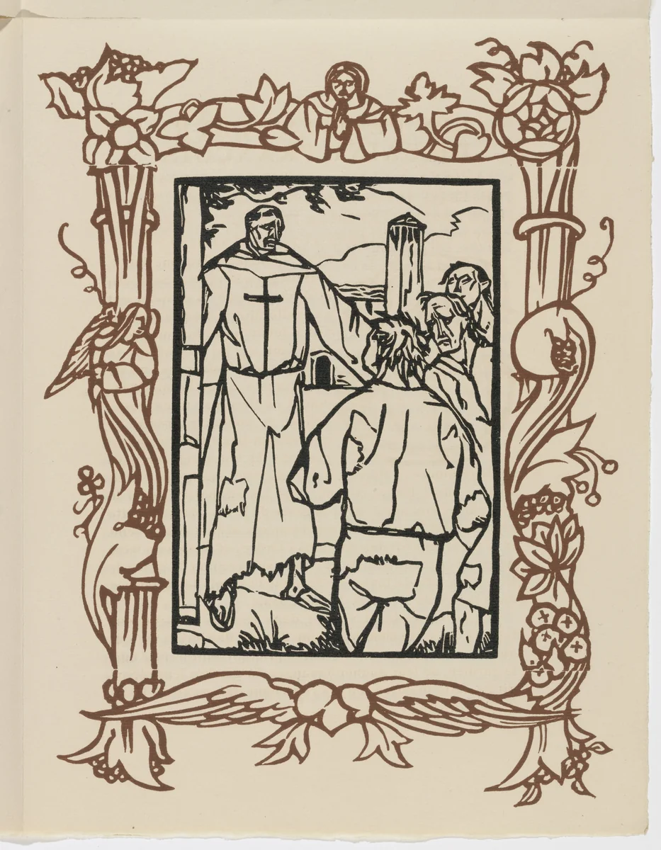 Plate (page 155) from Les Petites Fleurs de St. François (The Little Flowers of St. Francis) by Émile Bernard, illustrated book, 1928