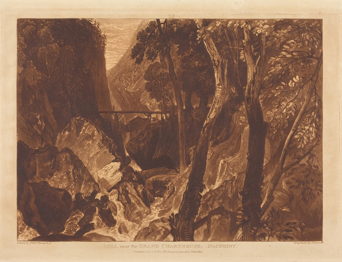 Mill near the Grand Chartreuse by Joseph Mallord William Turner, print, 1816