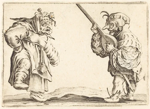 Dancers with Lute by Jacques Callot, print, 1622