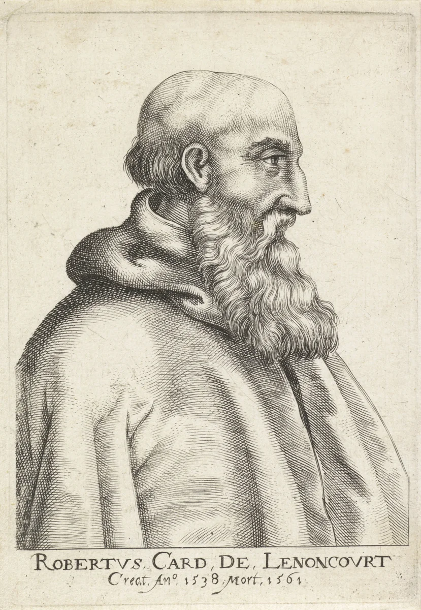 Portret van de Franse kardinaal Robert II de Lenoncourt by Frans van den Wijngaerde, print, 1636-1679