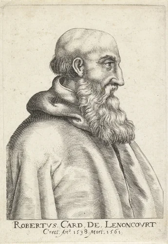 Portret van de Franse kardinaal Robert II de Lenoncourt by Frans van den Wijngaerde, print, 1636-1679