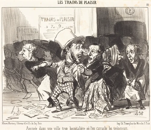 Arrivée dans une ville trop hospitalière... by Honoré Daumier, print, 1852