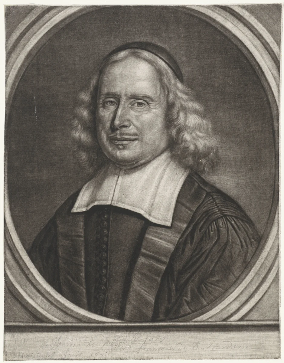 Portret van de predikant Charles de Rochefort by Bernard Vaillant, print, 1671