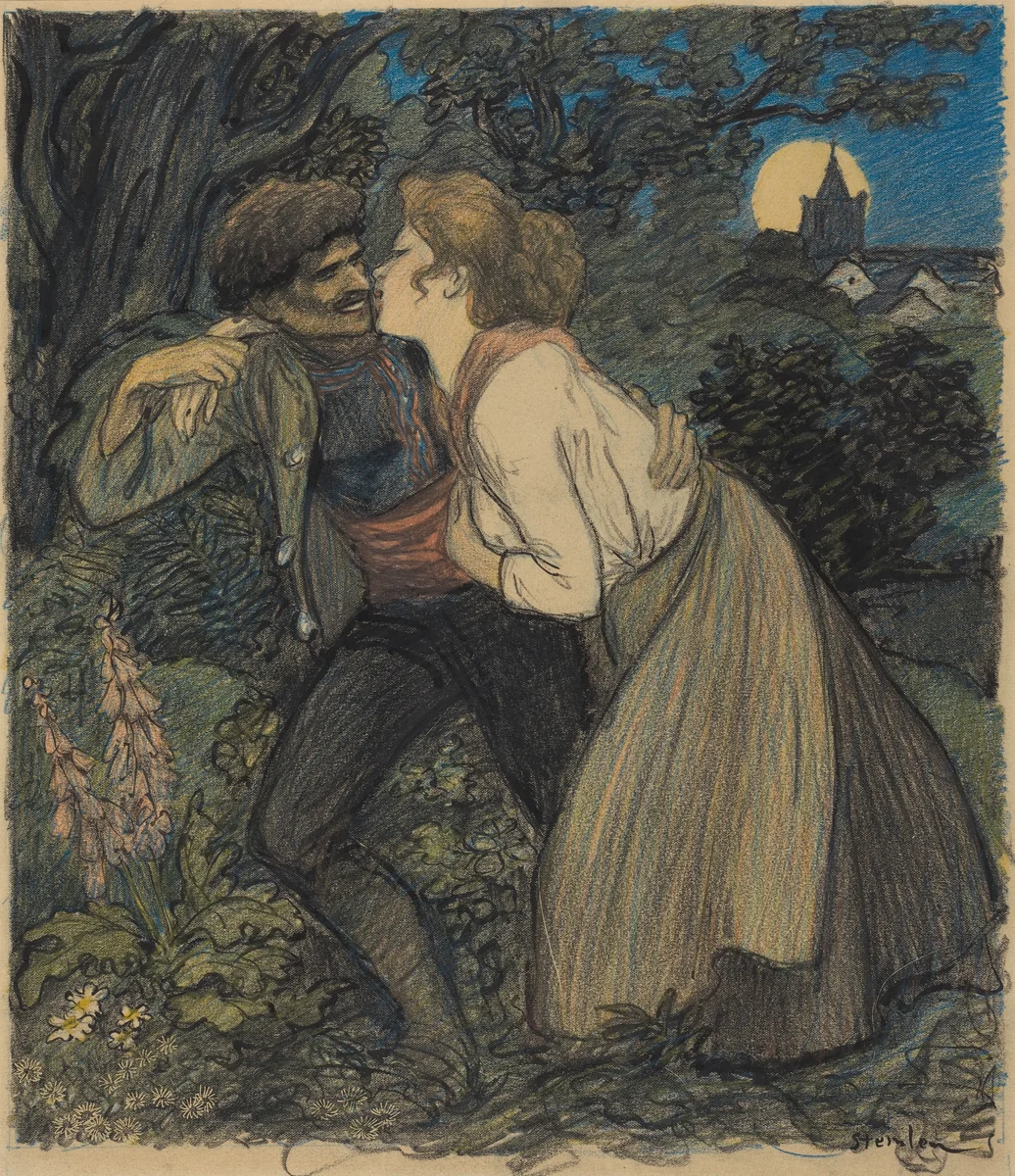 La chienne au loup by Théophile Alexandre Steinlen, drawing, 1900