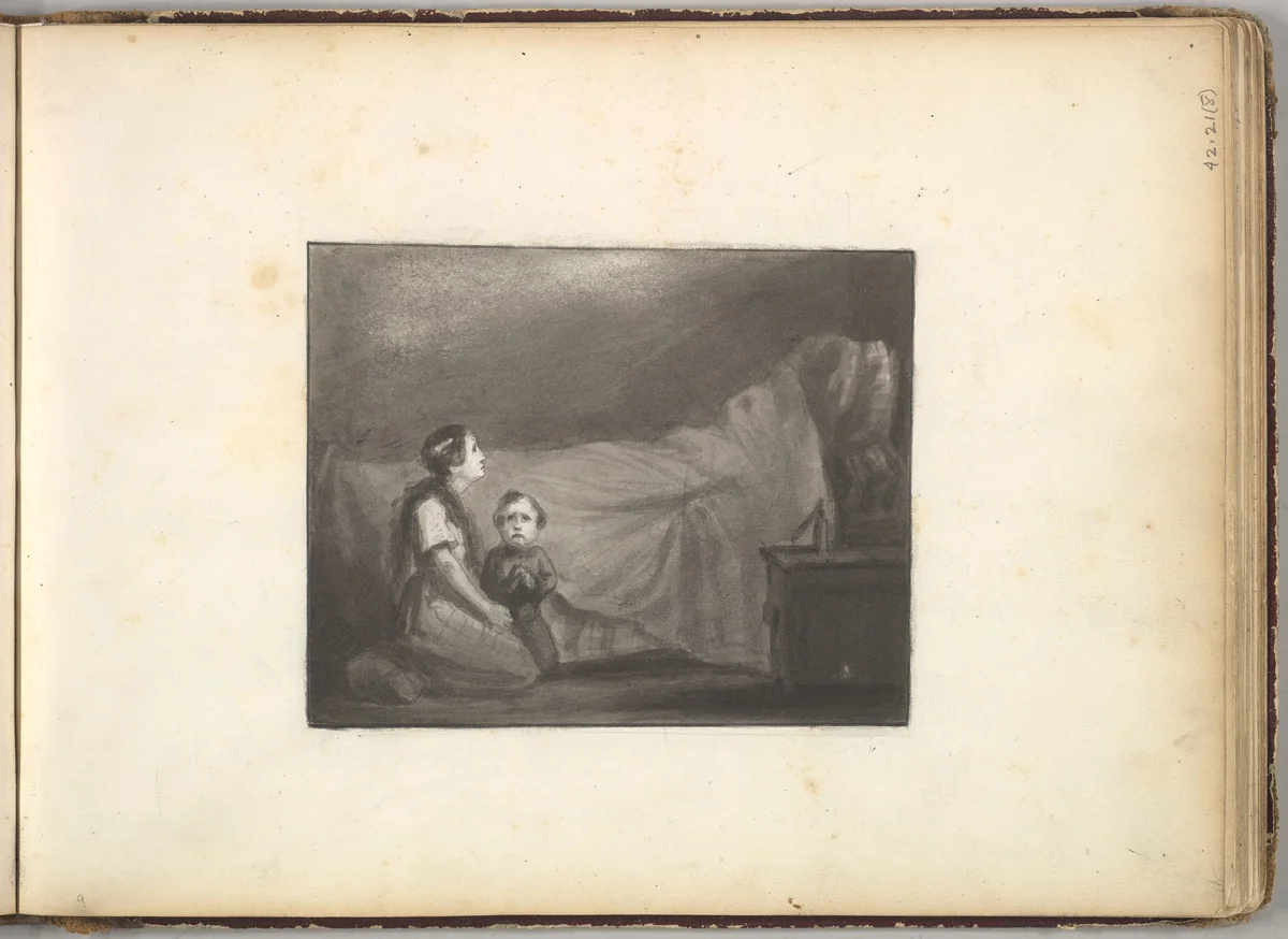 A Deathbed Scene by Frederic Leighton, drawing, 1844-1854