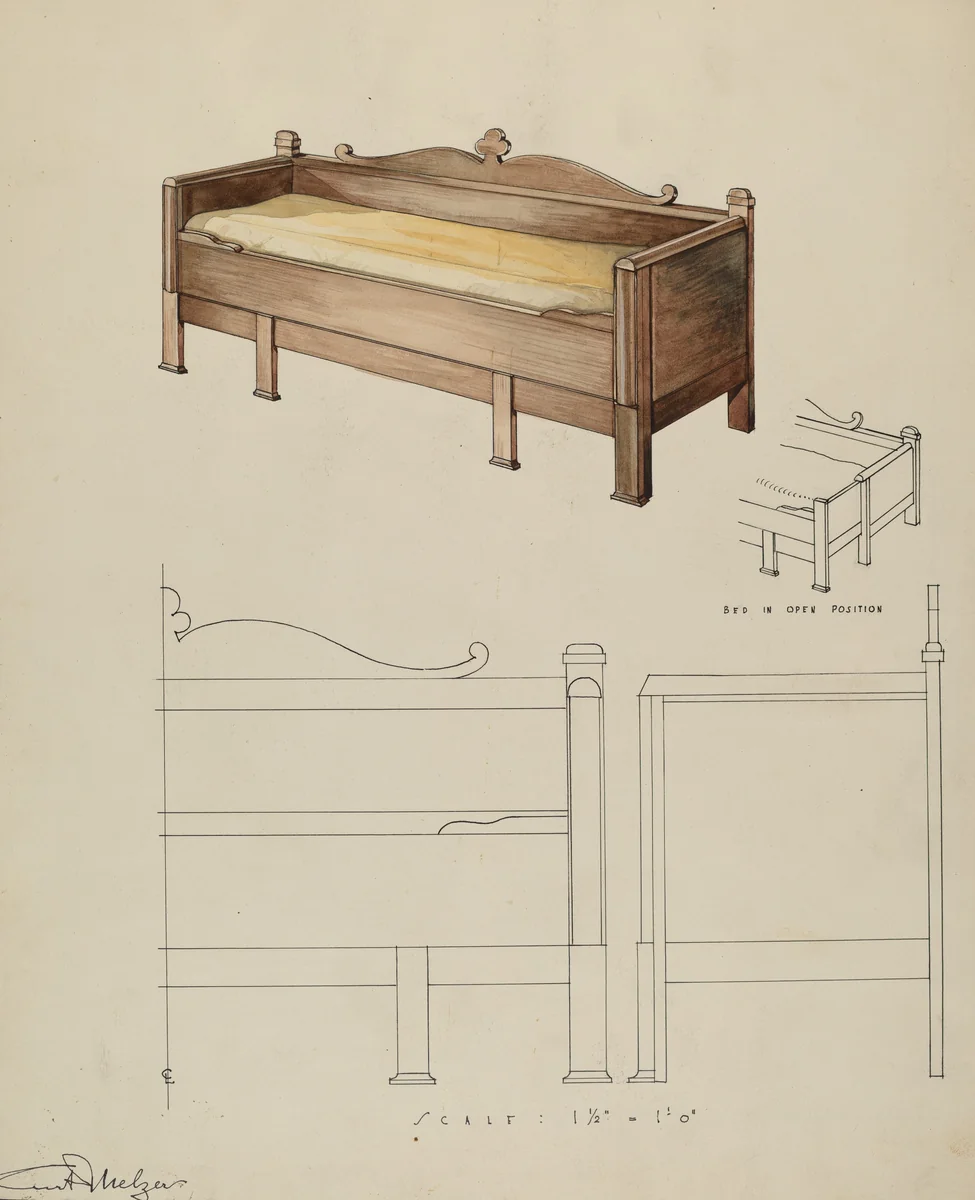 Settee and Folding Bed by Kurt Melzer, index of american design, 1935-1942