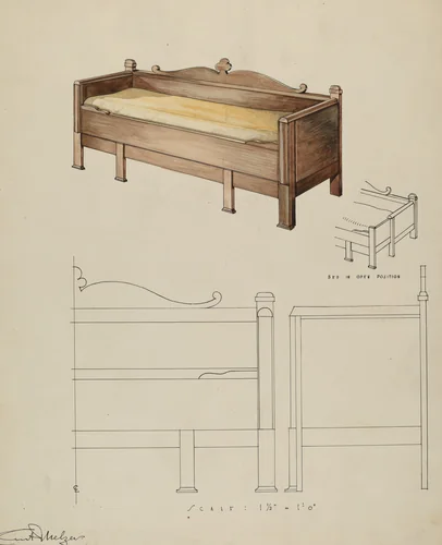 Settee and Folding Bed by Kurt Melzer, index of american design, 1935-1942