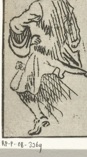 Zittende man, op de rug gezien by Jacob Hoolaart, print, 1728-1789