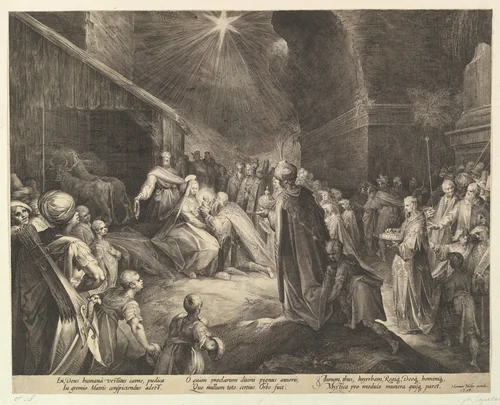 The Adoration of the Magi by Jan Muller, print, 1598