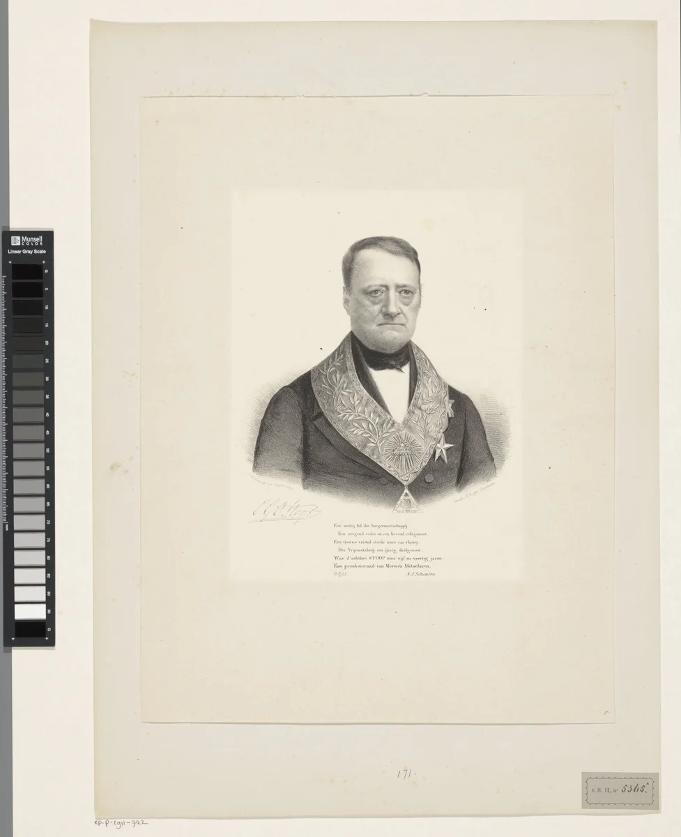 Portret van Cornelis Gillis Ocker Stoop by Leonard de Koningh, print, 1855