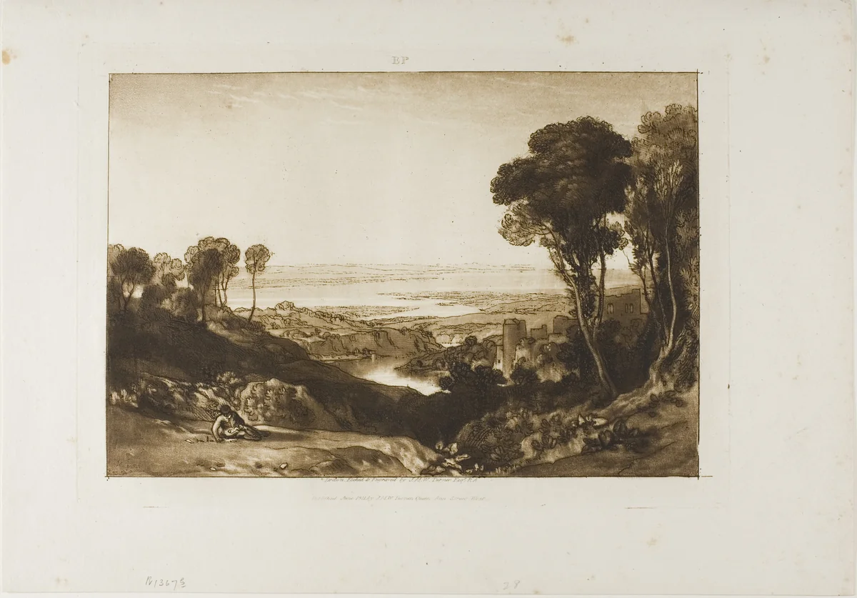 Junction of Severn and Wye, plate 28 from Liber Studiorum by Joseph Mallord William Turner, print, 1811