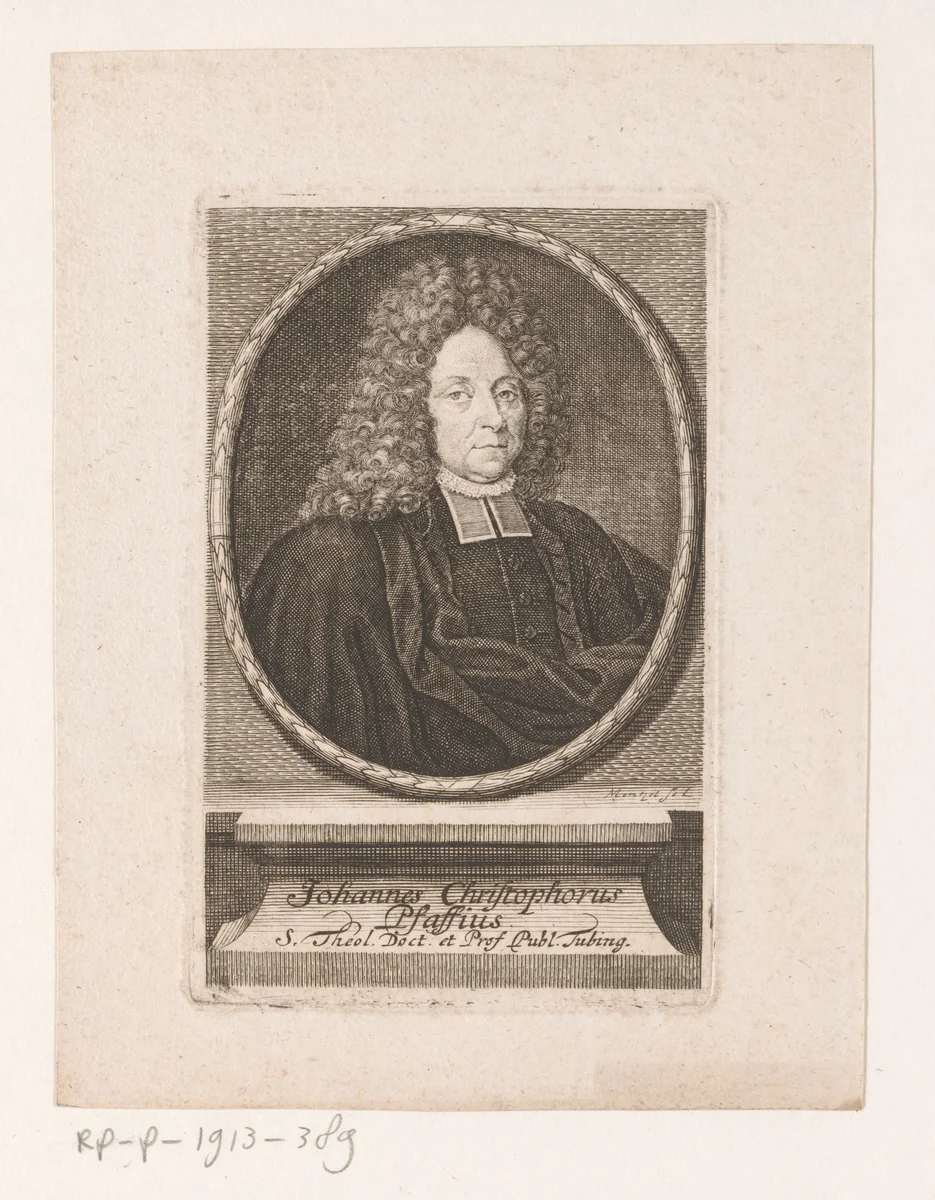 Portret van Johann Christoph Pfaff by Johann Georg Mentzel, print, 1687-1743