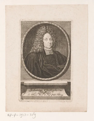 Portret van Johann Christoph Pfaff by Johann Georg Mentzel, print, 1687-1743