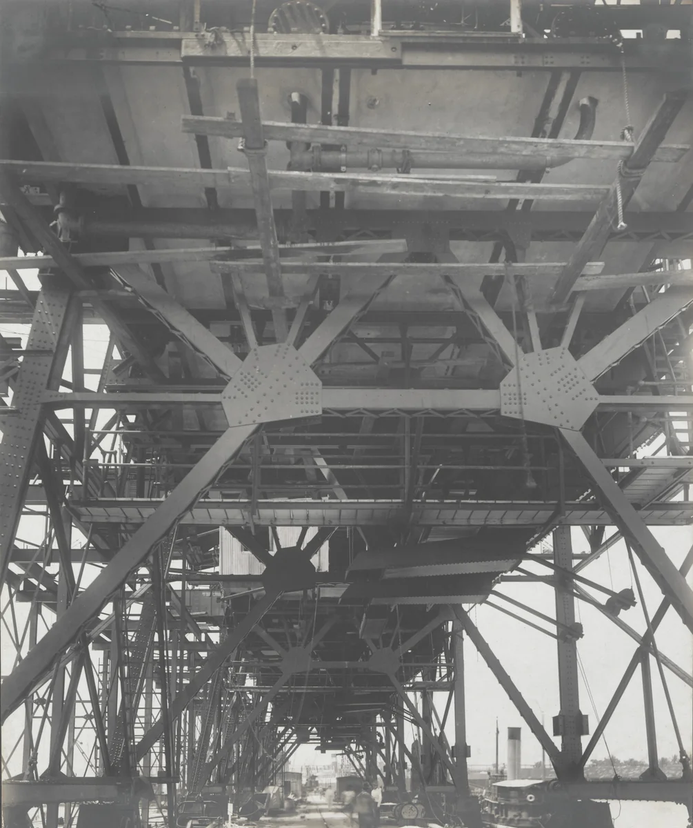 Cristobal Coaling Station: Looking north under Unloader towers by Unidentified Photographer, photograph, 1915