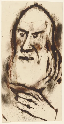 Old Men's Heads (Greisenköpfe) (partial print, in reverse) by Christian Rohlfs, print, 1912