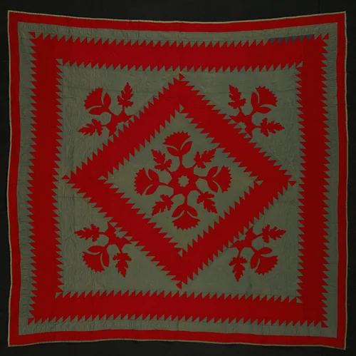 Bedcover ("Sawtooth" or "Jagged Square" Quilt) by Pennsylvania Dutch, textile, 1880-1900