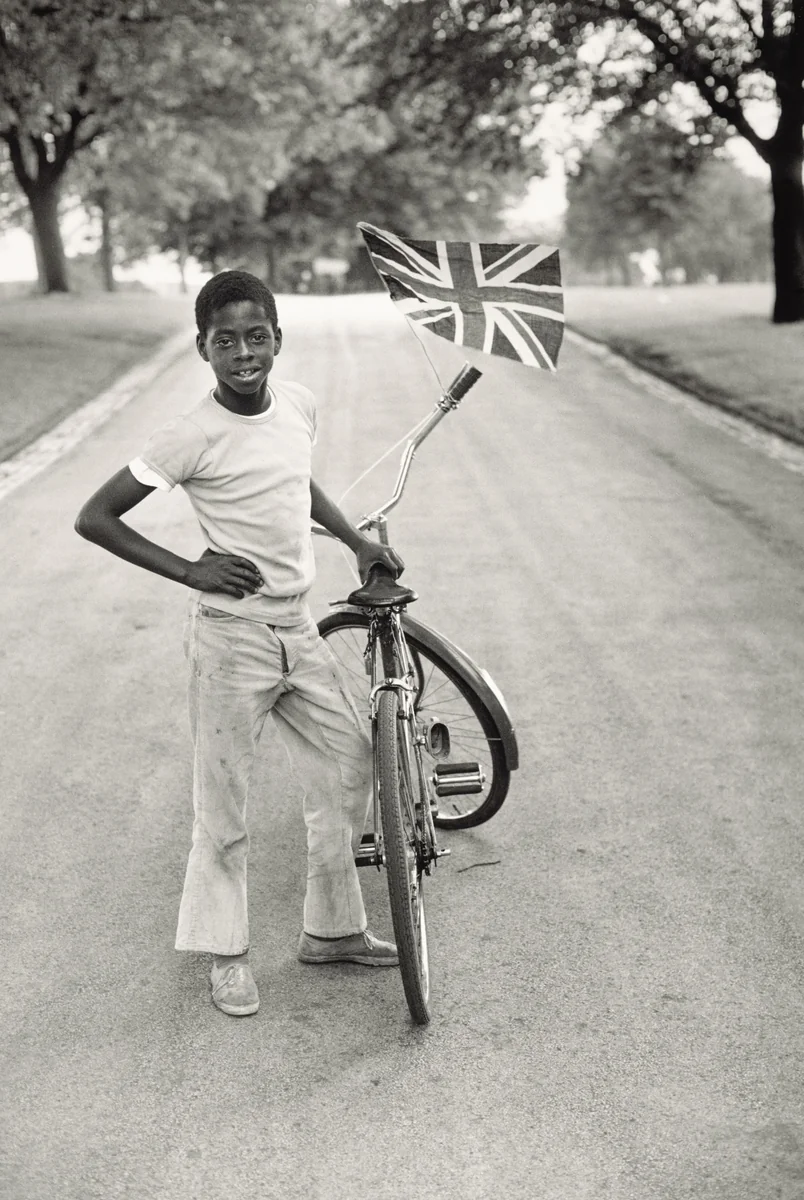 Boy with Flag by Vanley Burke, photograph, 1970