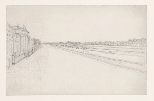 De Seine-kade bij de Legion d'Honneur by Georges Michel, drawing, 1773-1843