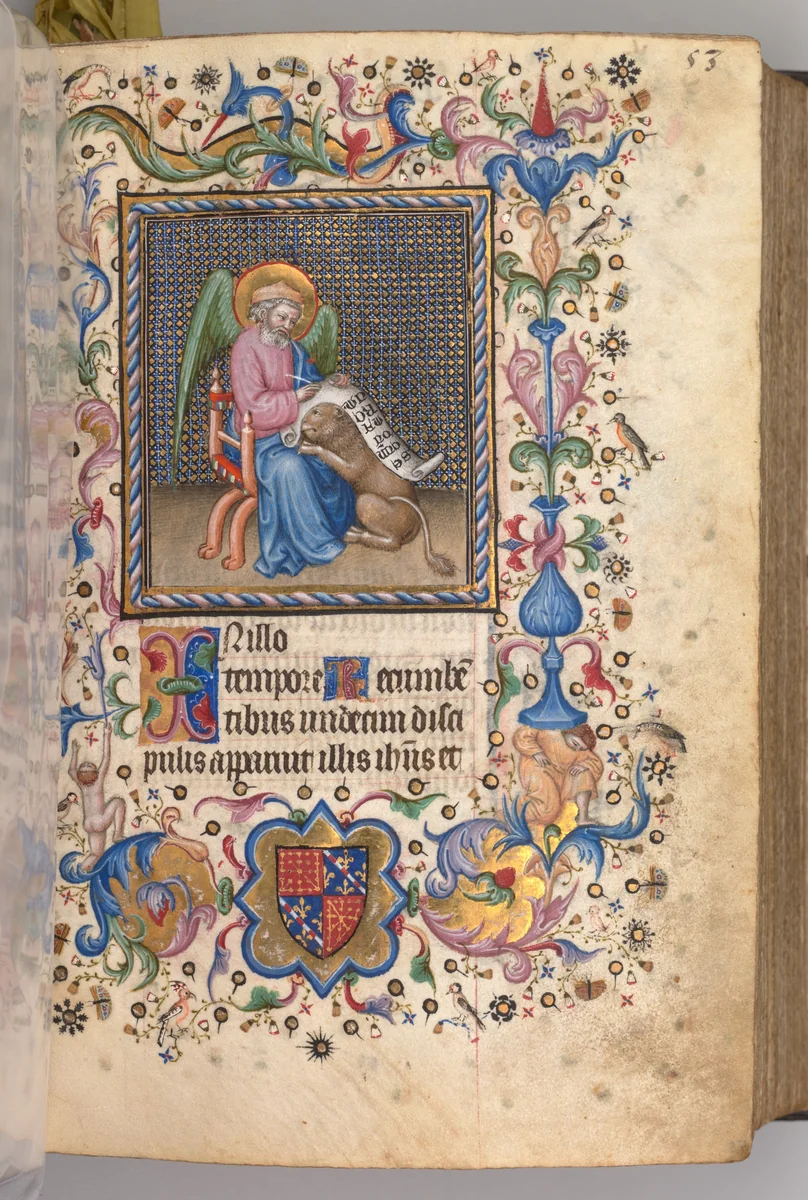 Hours of Charles the Noble, King of Navarre (1361-1425): fol. 27r, St. Mark by Master of the Brussels Initials and Associates, book, 1400-1410