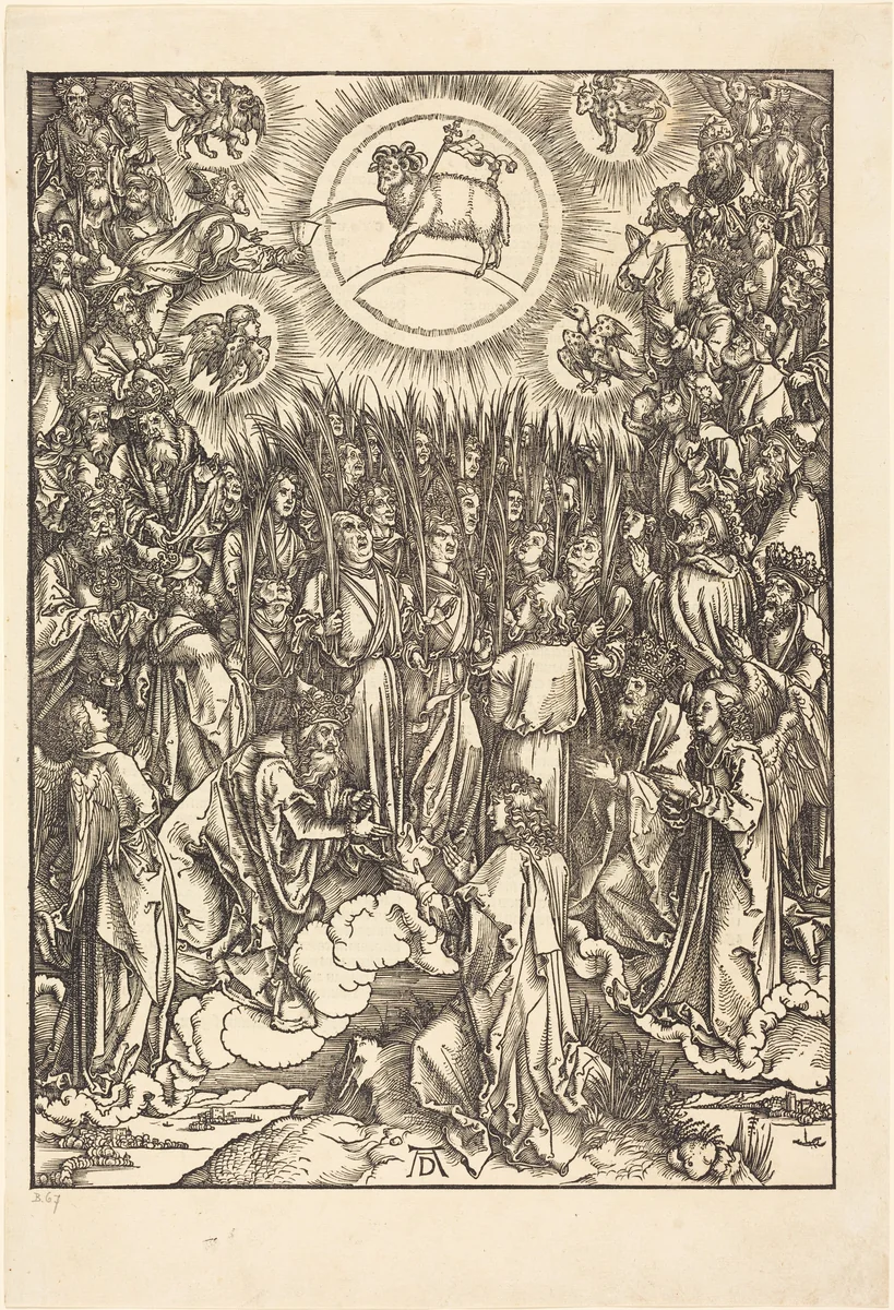 The Adoration of the Lamb by Albrecht Dürer, print, 1498