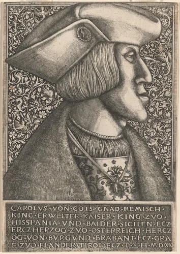 Emperor Charles V by Daniel Hopfer; Hieronymus Hopfer; David Funck, print, 1520