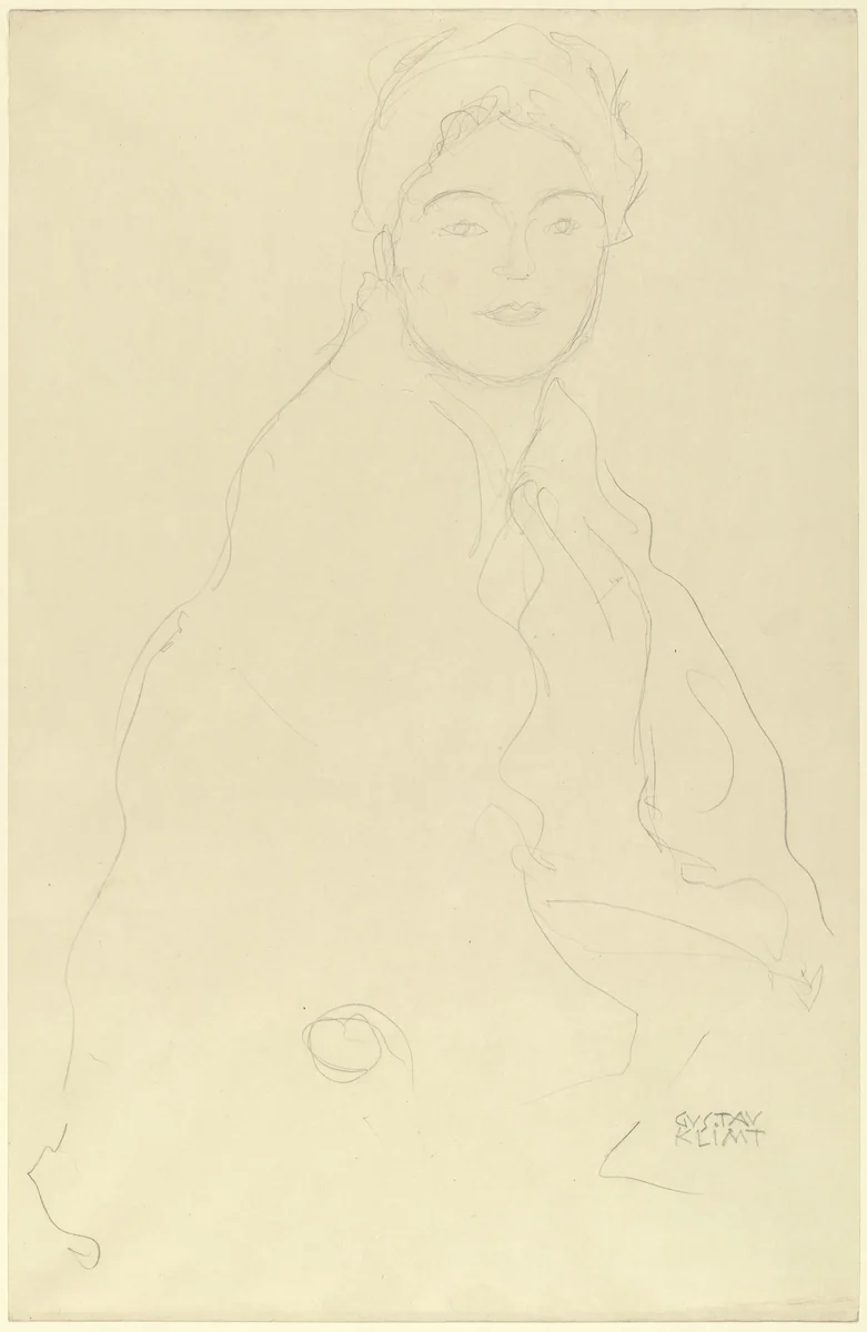 Seated Woman (Sitzend nach rechts, Halbbild) by Gustav Klimt, drawing, 1915