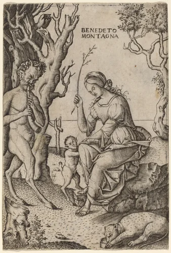 Satyr Family by Benedetto Montagna, print, 1512-1520