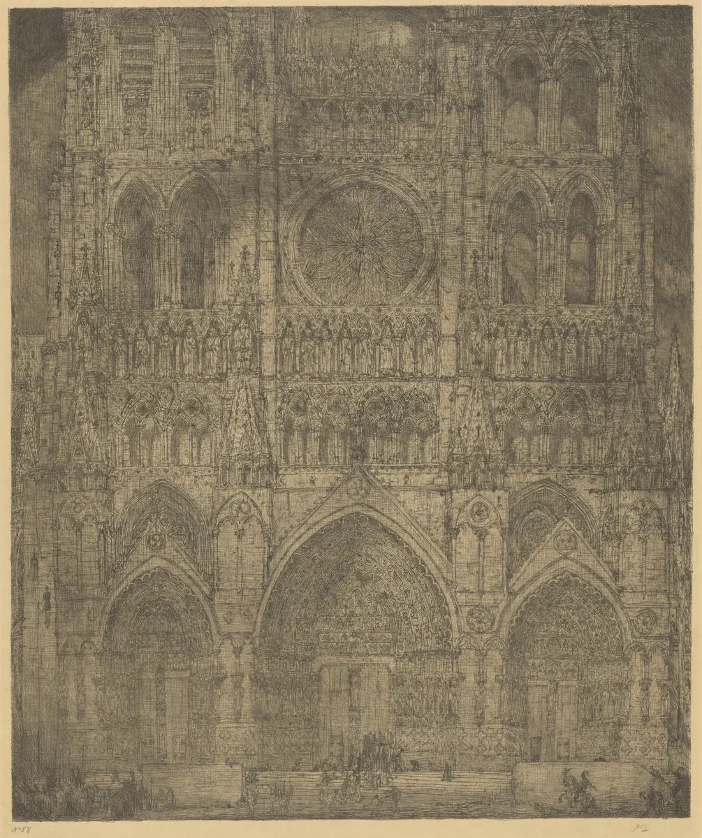 Amiens Cathedral by Marius Bauer, print, 1890