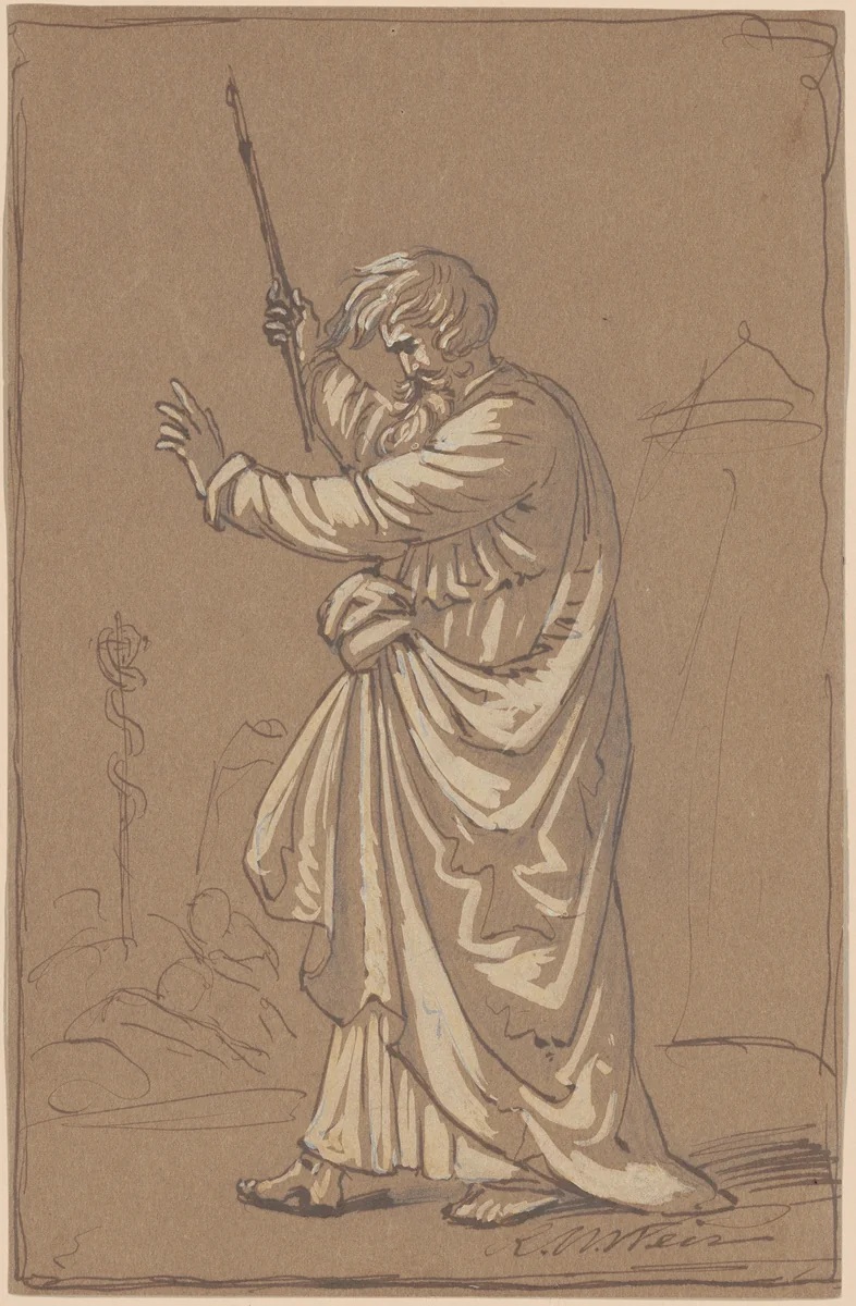 Aaron Converting His Staff into a Serpent by Robert Walter Weir, drawing, 1855-1875