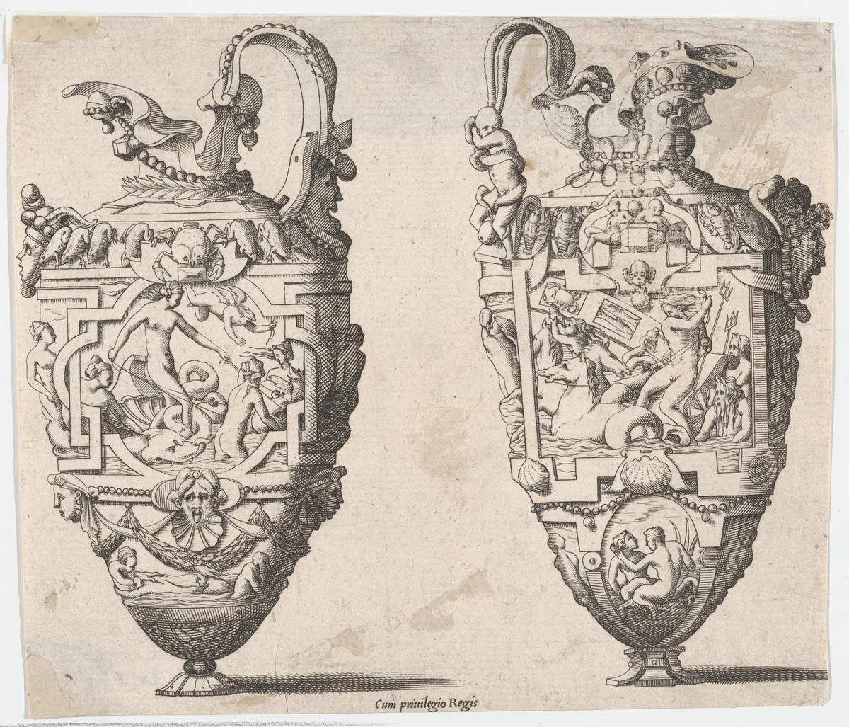 Two Vases by René Boyvin, print, 1525-1625