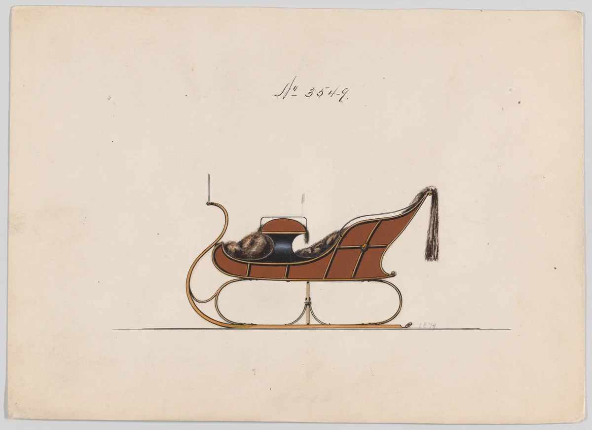 Design for 4 Seat Sleigh, no. 3549 by Brewster & Co., drawing, 1879