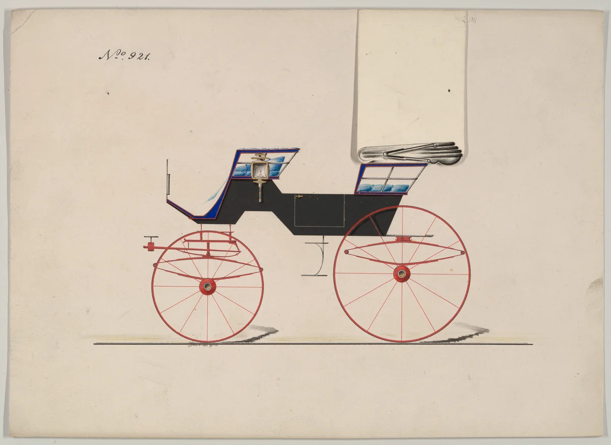 Design for Phaeton, no. 921 by Brewster & Co., drawing, 1850-1874