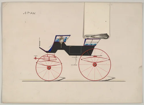 Design for Phaeton, no. 921 by Brewster & Co., drawing, 1850-1874