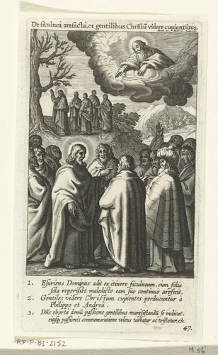 Christus en het teken van de vijgenboom by Boëtius Adamsz. Bolswert, print, 1590-1622