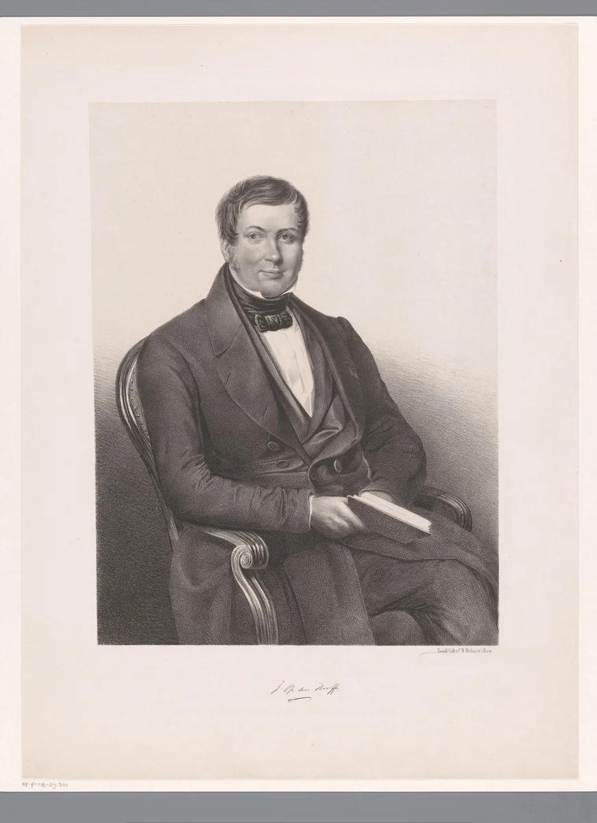 Portret van Johannes op den Hooff by anonymous, print, 1847-1865