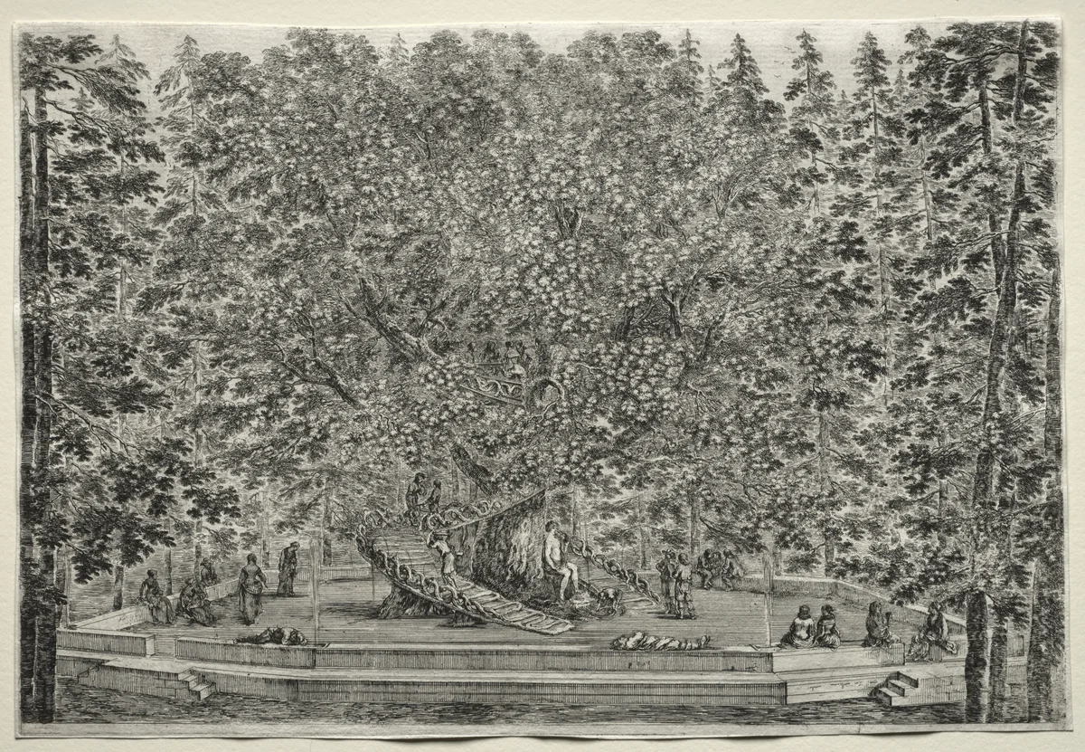 Views of the Villa of Pratolino: The Inhabited Tree by Stefano della Bella, print, 1648-1658